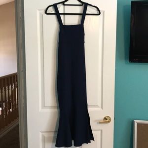 FINDERS Navy blue long bow tie dress with slit